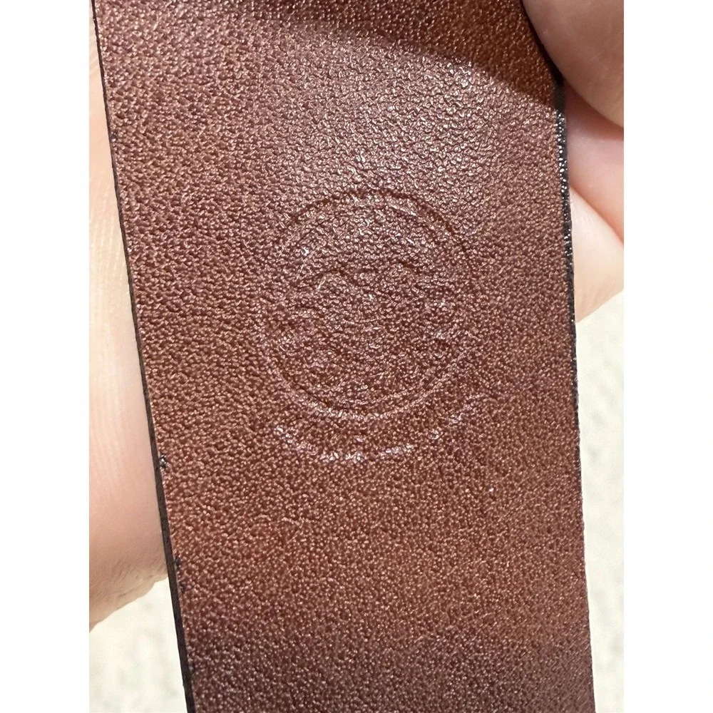 Torino Calfskin Croc Embossed Belt Brown Leather Dress Italian Quiet Luxury 46